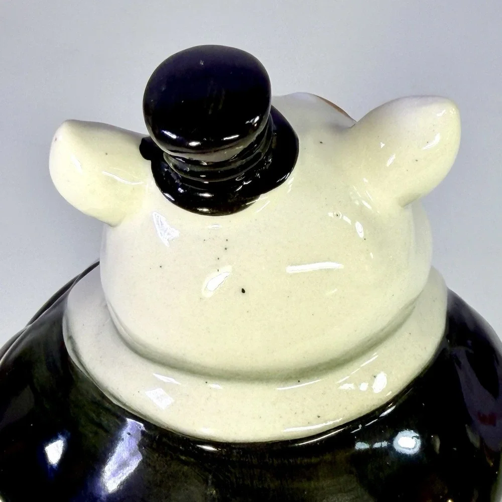 VTG Pacific Japan Pig Tobacco Jar Top Hat Suit Figural Ceramic Humidor 7.25